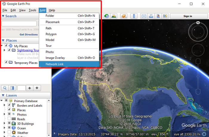 topography lines setting google earth pro